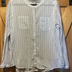 LL Bean women’s cotton Blue Striped Shirt, beachy, lightweight